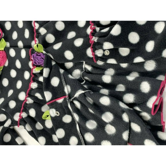 Kids Headquarters Fleece Jacket Size 5 Black White polka dot Ruffles Flowers EUC - Picture 5 of 6